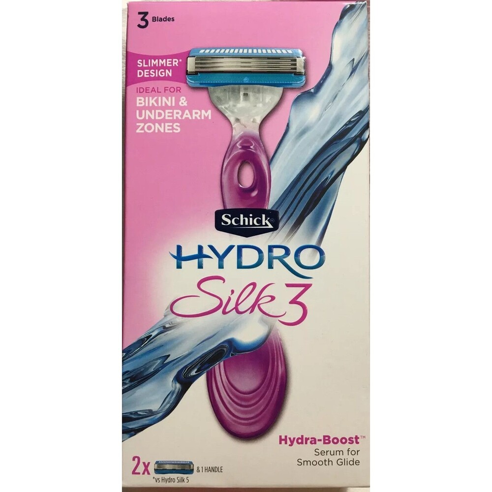 Schick Hydro Silk3 Razor 1 Handle 3 Blades Hydra-Boost Serum- Slimer Design